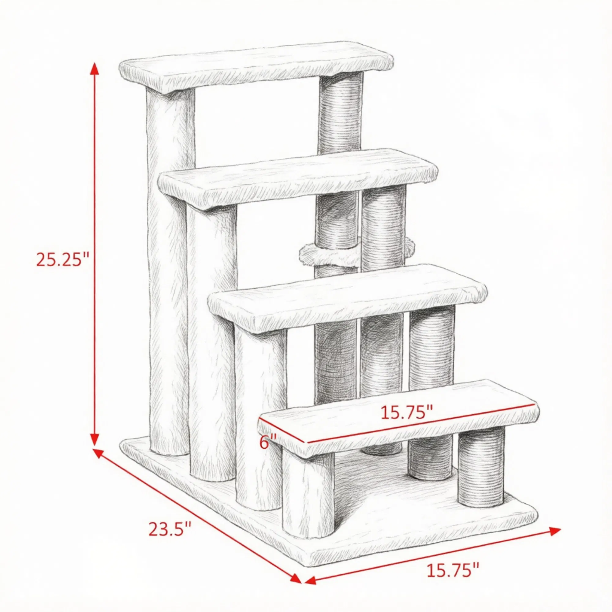 4 Levels Cat Steps with Scratching Posts for High Bed, Sofa, Non-slip Sturdy Pet Climbing Ladder for Indoor Cats, White — image 4