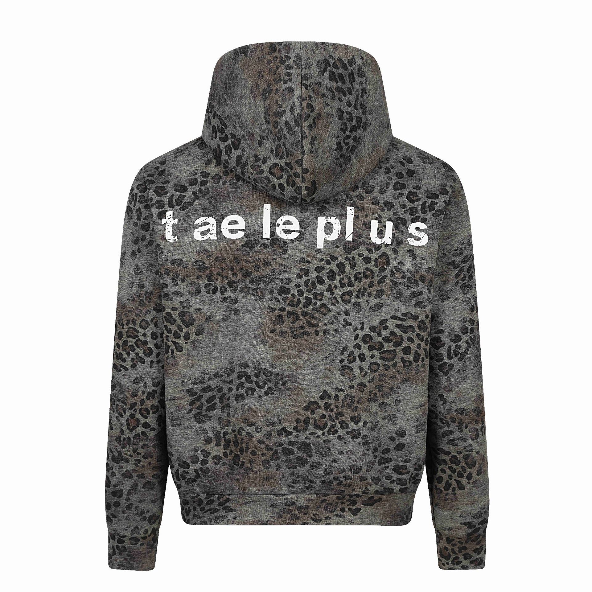 Leopard Print Camouflage Long Sleeve Hooded Loose Fit Zipper Front Sweatshirt — image 3