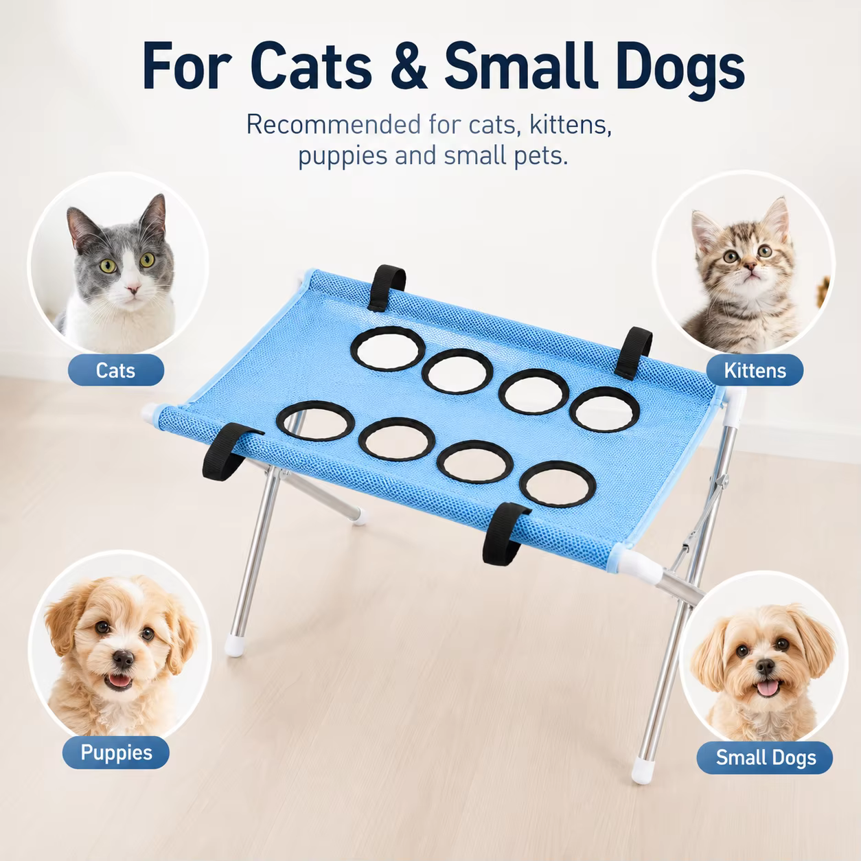 Foldable Pet Grooming Table 60cm Dog Cat Grooming Hammock Stand Multi Hole Mesh Nail Trimming Bathing Helper — image 6