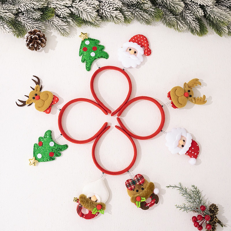 4pcs Christmas set cartoon headband Santa Claus hairpin reindeer headband — image 6