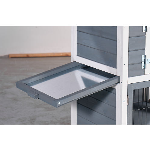 Casa de Pollos Exteriores Grande, Caja de Gallos y Conejera 2 Niveles Impermeable, Casa para Mascotas Madera con bandeja sin fugas, Techo impermeable y bandeja extraíble (50.98" L × 48.23" H, Gris, Azul) — imagen 3