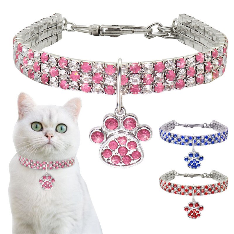 Collar de Pata con Brillo para Perros Azul/Rojo/Rosa Ajustable Accesorio de Joyería — imagen 3