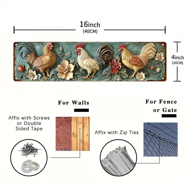 Escultura de Metal de Gallo Viejo Vintage para Pared Perfecto para Decoración de Bar en Casa y Cafetería Regalo Ideal para Halloween y Navidad 4x16 Pulgadas (TikTok, Servicio de Recogida en Temu) — imagen 3