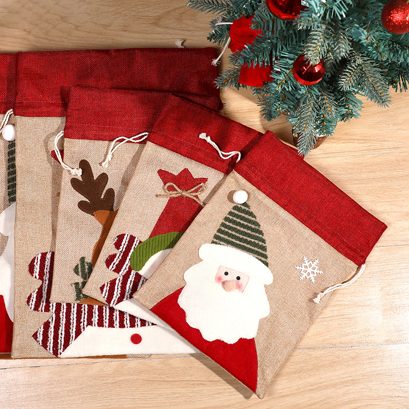 Christmas Snowman Drawstring Bag, Deer Candy Packaging Bag, Christmas Pendant Size, Gift Bag — image 1