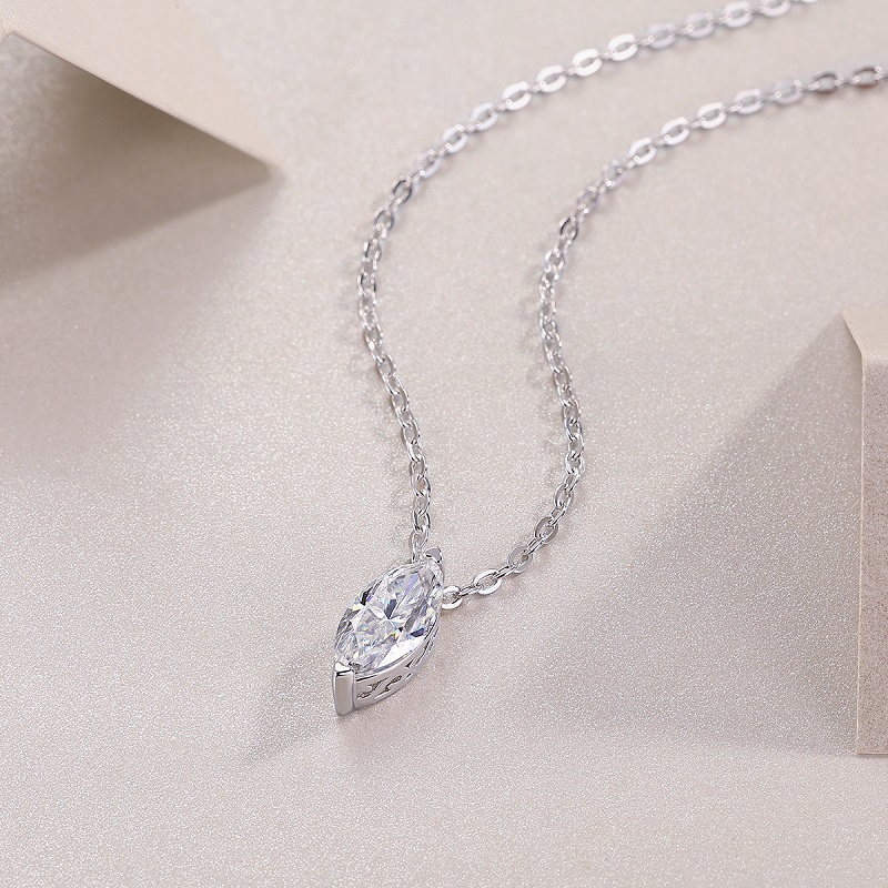 1A Set de Joyería Colgante a la Moda con Moissanita, Plata de Ley S925 y Diamante Bañado en Platino en Forma de Ojo de Caballo. Joyería de Plata con Moissanita, Prohibida la Venta en TK — imagen 2