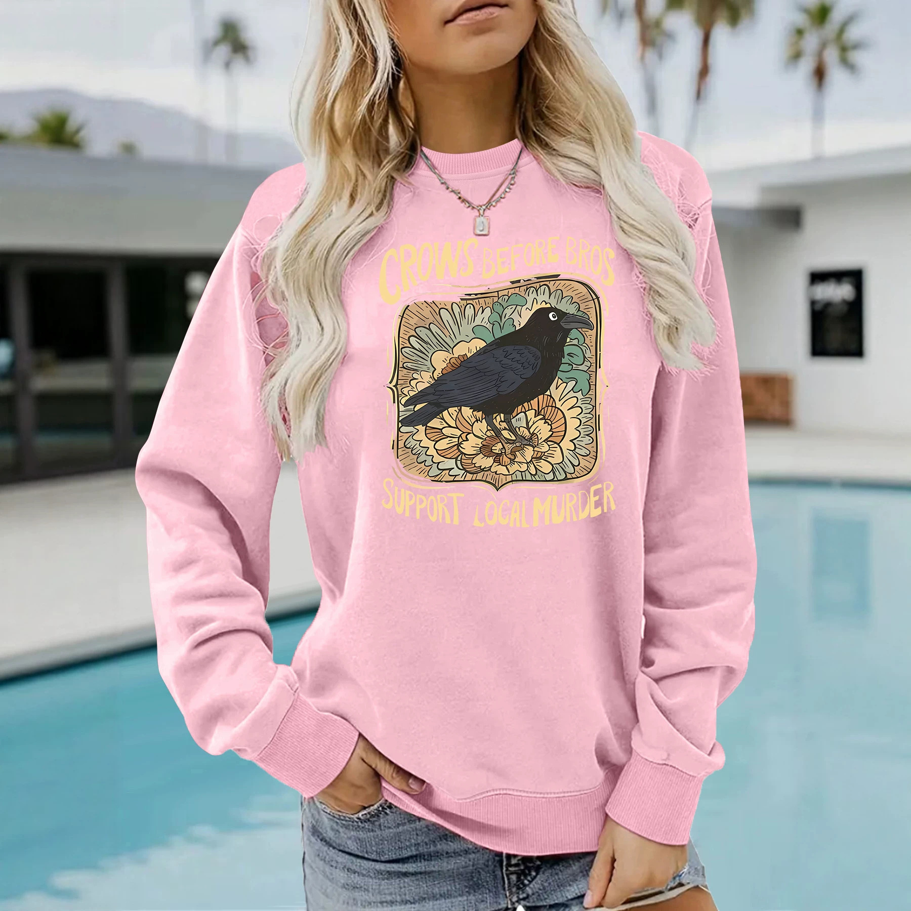Letter crow print hoodie — image 5