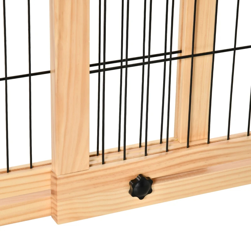Extra Wide Freestanding Pet Gate With Adjustable Length Dog, Cat, Barrier For House, Doorway, Hallway, Natural — imagen 9
