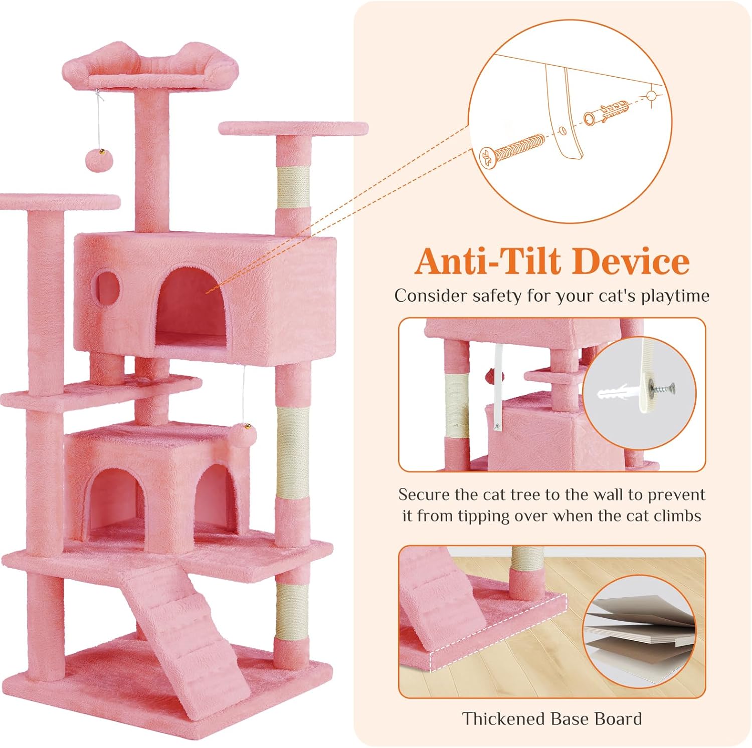 54 -Cat Tree Tower - Multi-level With Sisal Grab Post, Indoor Apartment With Ladder, Plush Toys, Rest And Play — image 7