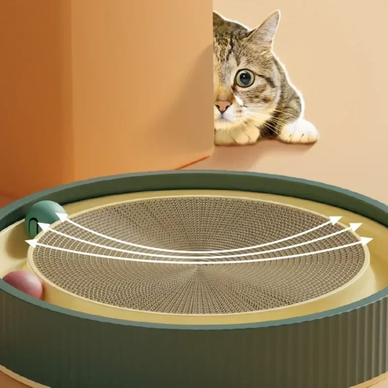 Multi Function Round Cat Scratching Board with Ball Toy Cat Scratcher Funny Sharpen Nails Scraper Can Replace Nest for Cats — image 3