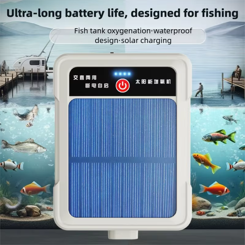 Pompa de oxígeno solar portátil silenciosa para peces y acuario con gran volumen de aire — imagen 5