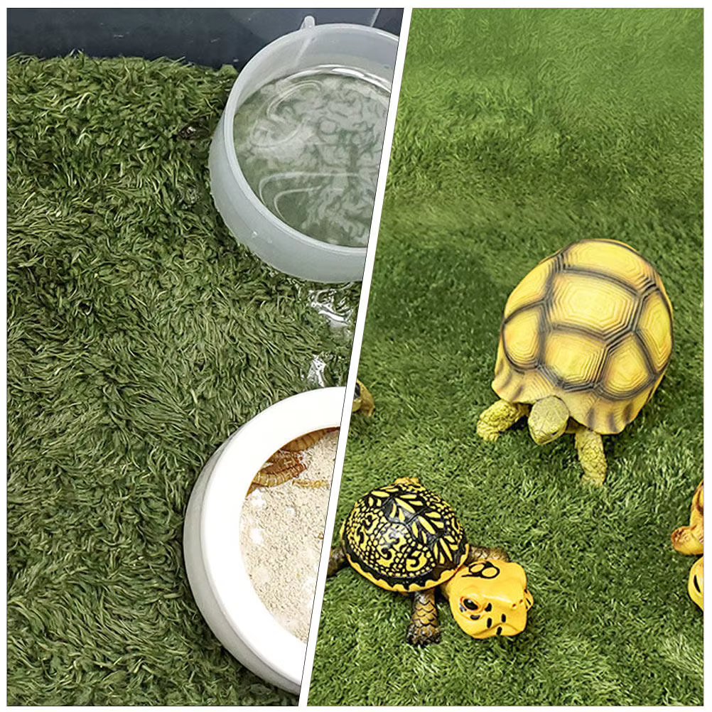 Reptile Mat Soft Cotton Fake Lawn Natural-Looking Reptile Accessory for Turtle Tank Snake Bedding Lizard Cage Decor Artificial — image 4