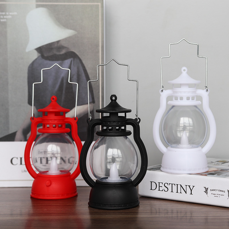 Halloween Decoration Retro Small Oil Lamp Electronic Candle Light LED Pony Light Creative Wind Lamp Portable Pumpkin Lantern — image 2