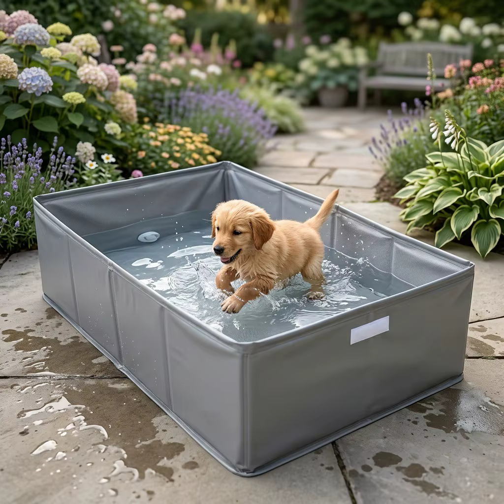 Pet Pool Foldable Portable Dog Pool Outdoor Cat and Dog Swimming Pool Pvc Rectangular Storage Box — image 2
