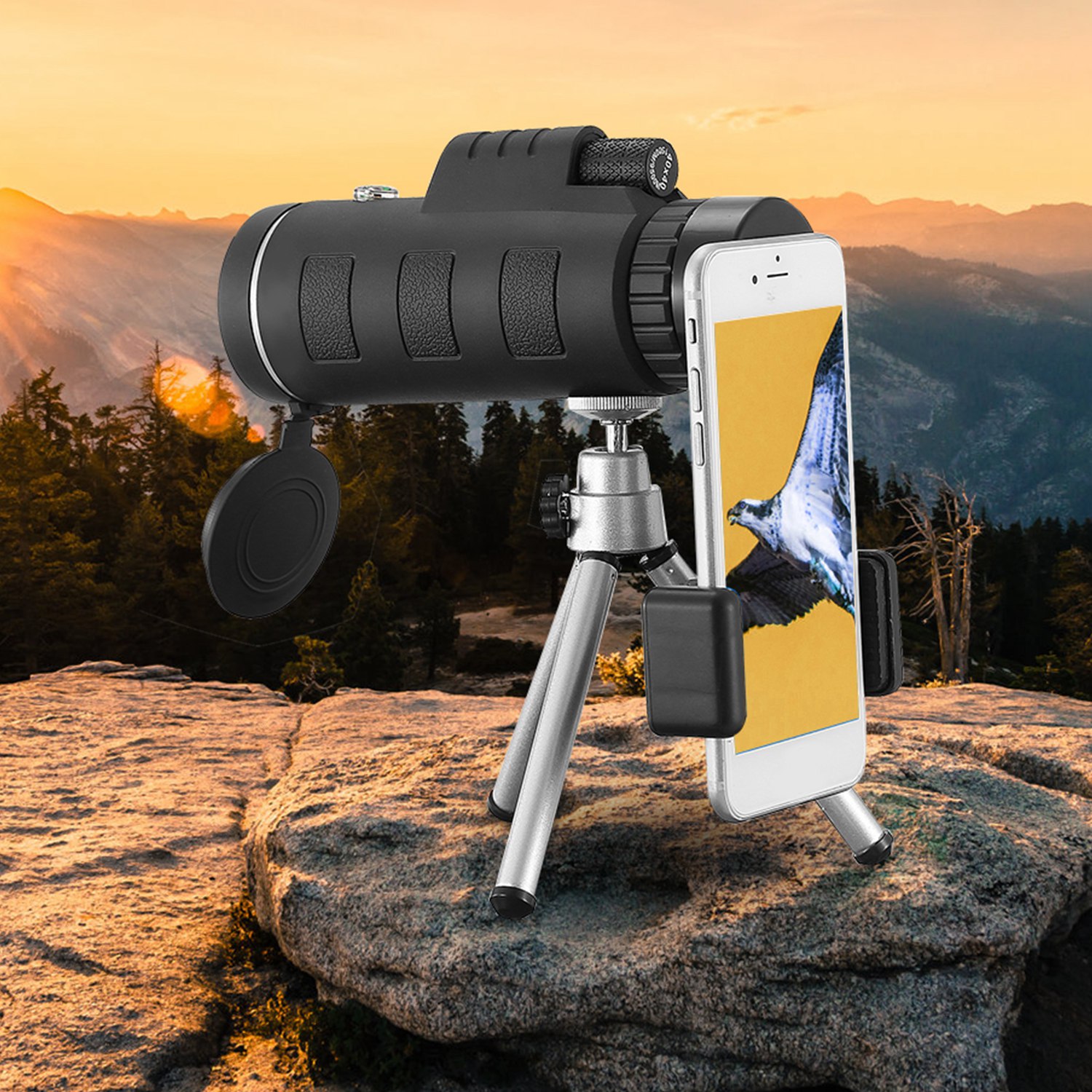40 Plus 40 HD Optical Monocular Telescope With FMC Lens For Outdoor Low Light Vision Scope Phone Holder Tripod Compass For Bird Watching Hunting Camping Hiking Sport Event — image 11