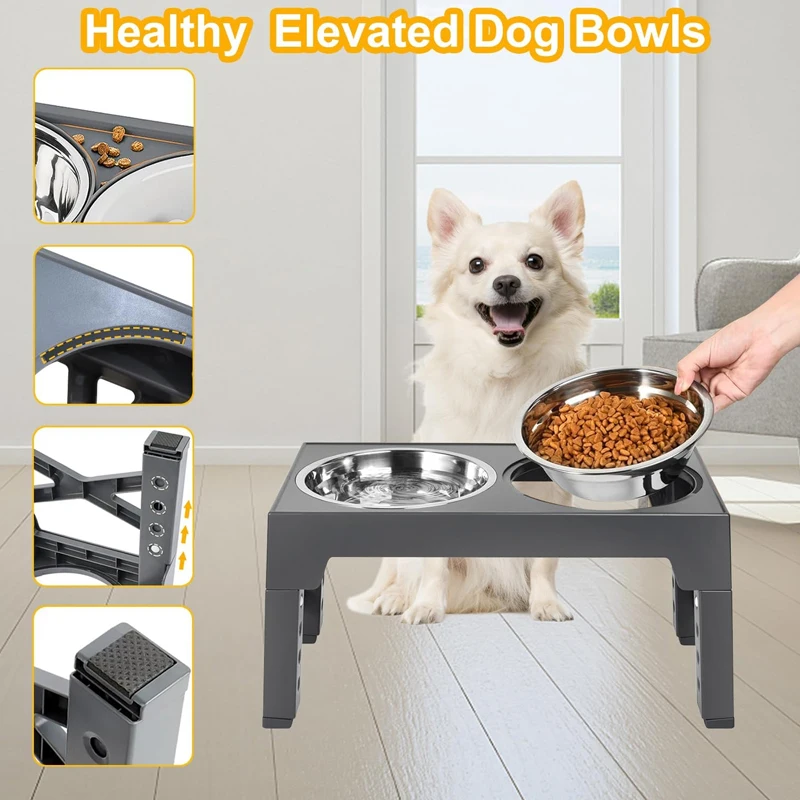 Elevated Dog Feeder with Adjustable Raised Stand, Slow Food Bowl, Water Feeders for Large and Medium Dogs — image 4