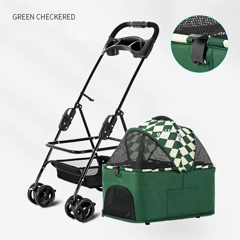 Walk The Dog Pet Stroller Teddy Dog Four Wheel Wan fold To The Stacked Stroller Cats Can Be Separated From The Stroller — image 5
