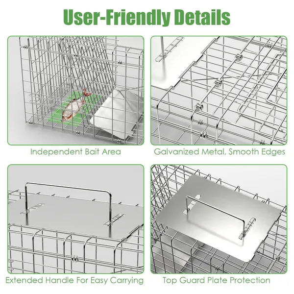 Jaula Trampa Plegable para Animales Vivos, Resistente, 31x12x11', Funda y Guantes Disponibles — imagen 11