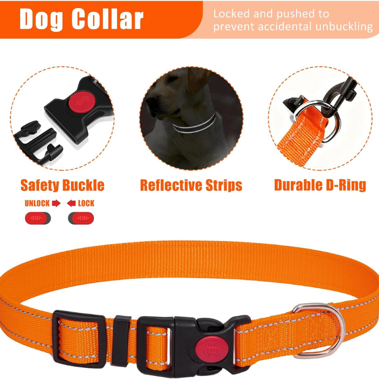 Dog Harness Collar And Leash Set - Dog Halter Harnesses Fits Small Medium Dogs Orange-M — image 3