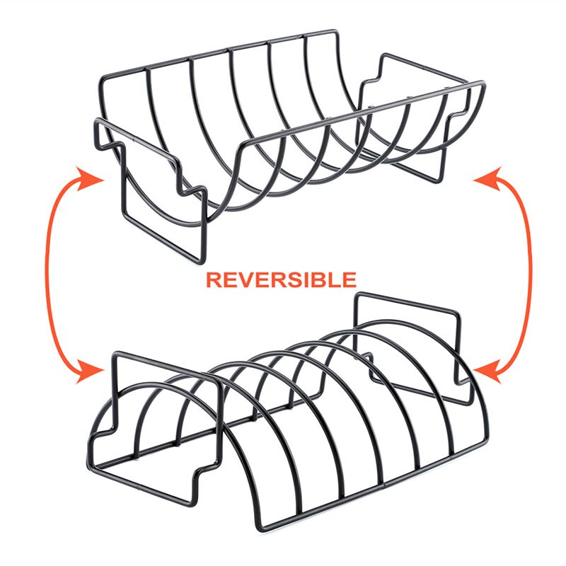 ONEUP Non-Stick Rib Shelf BBQ Stand Barbecue Roast Rack Stainless Steel Grilling BBQ Chicken Beef Ribs Rack Grilling baske — image 4