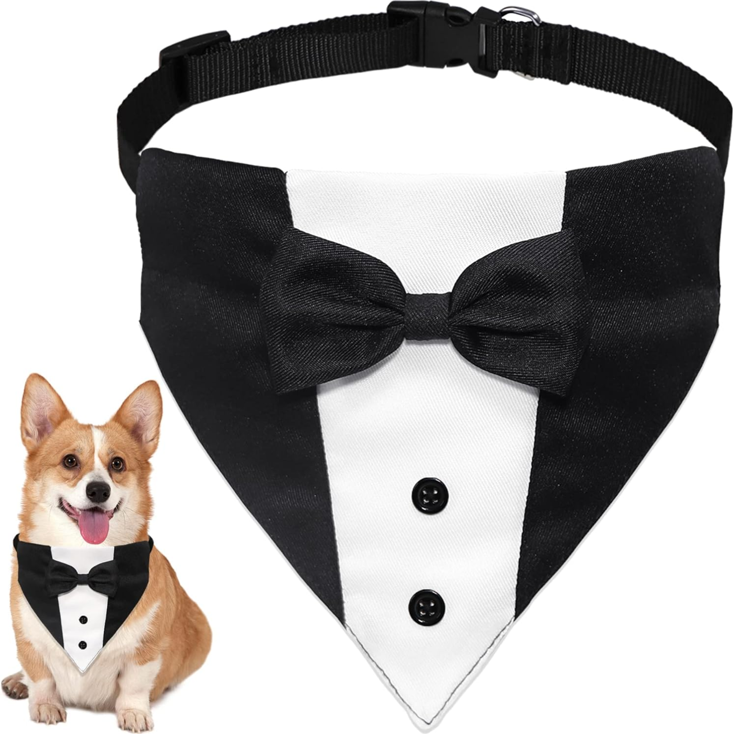 Dog Tuxedo Suit Wedding Bandana Collar With Bow Tie, Adjustable Formal Dog Tux, Engagement Birthday Tuxedo For Small Medium Large Dogs Pets — image 1
