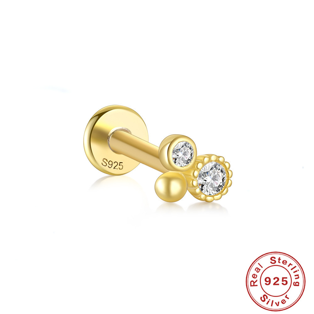 Pendientes de plata esterlina S925 con insignia de viento triple cielo, adorno de mariposa super hada, perforación interna, hilo interno, cabeza plana — imagen 16