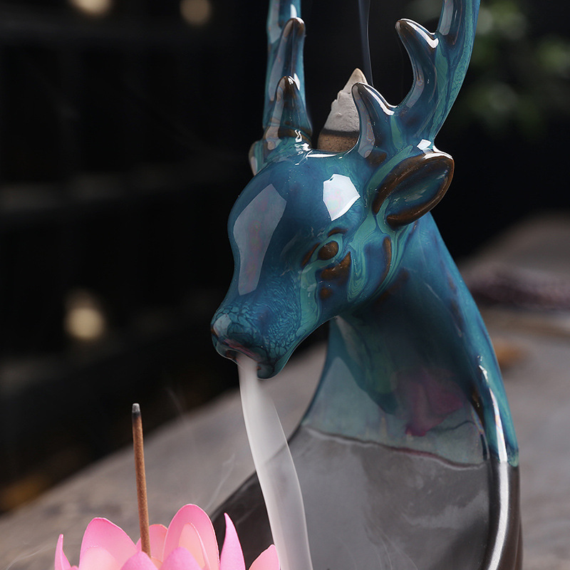 Ceramic Smoke Backflow Incense Burner Nordic Style Deer Ceramic Personality Ins Modern Home Living Room Bedroom Decoration Ornaments — image 2