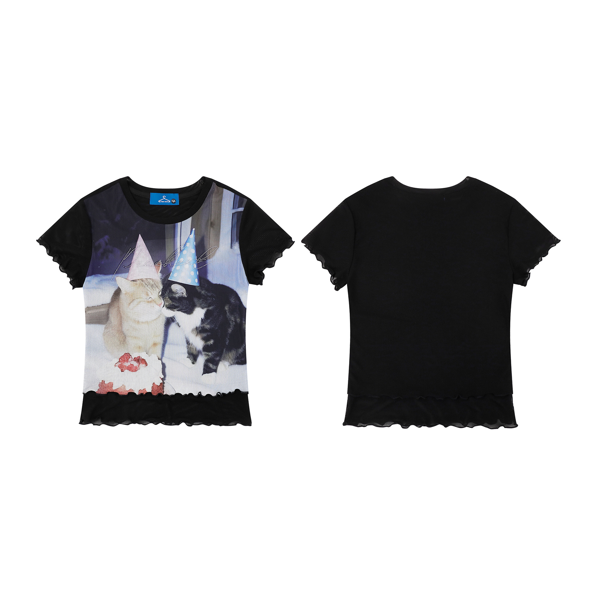 Camiseta de Mujer con Corte Sueltos y Estampado de Gato Feliz para Cumpleaños — imagen 5