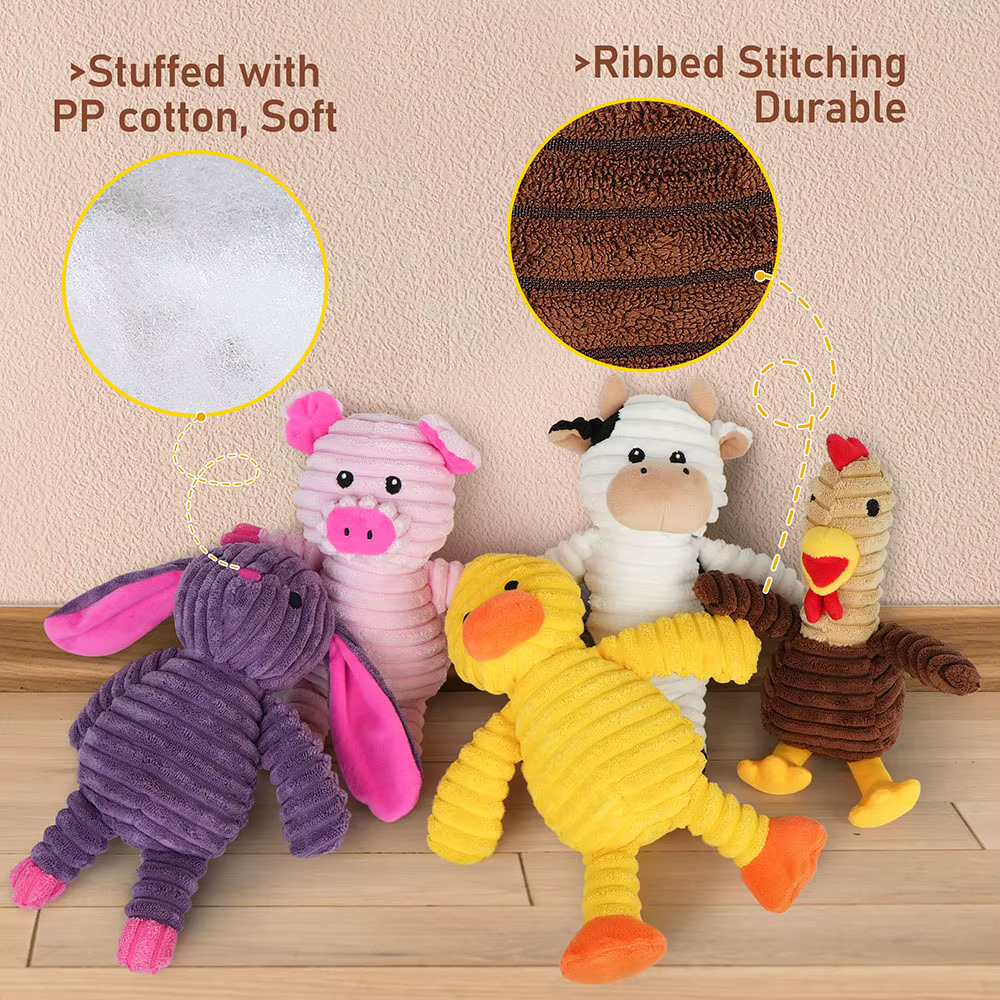 5 Pack Dog Toys Plush Dog Squeaky Toys, Assortment Value Bundle Animal Pet Toy for Small Medium Large Dogs, Stuffed Puppy Chew — image 3
