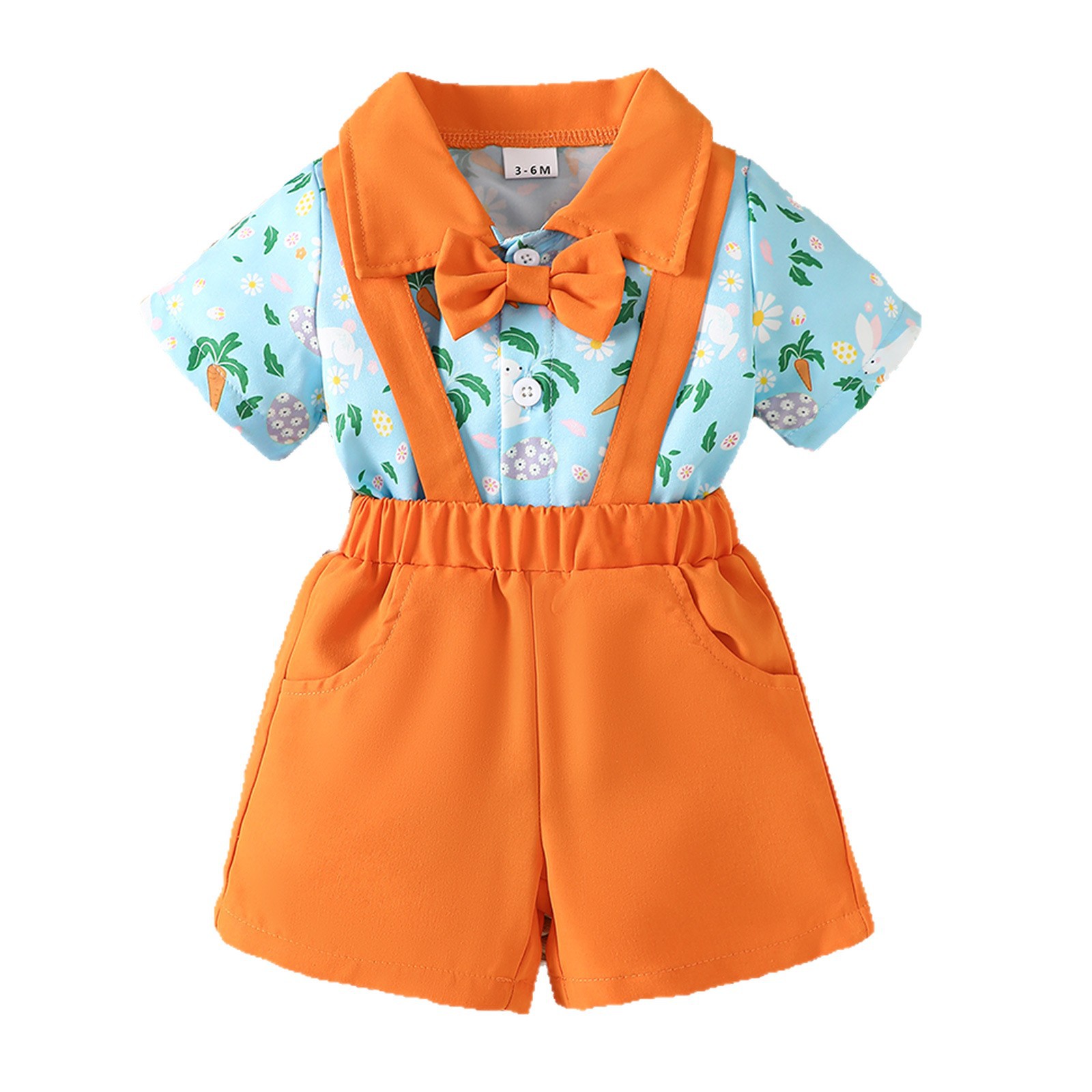 Baby Clothes Summer Lightweight Rabbit All-Over Print Shirt Romper with Overalls Shorts Two-Piece Set Boy Formal Outfit Set — image 6