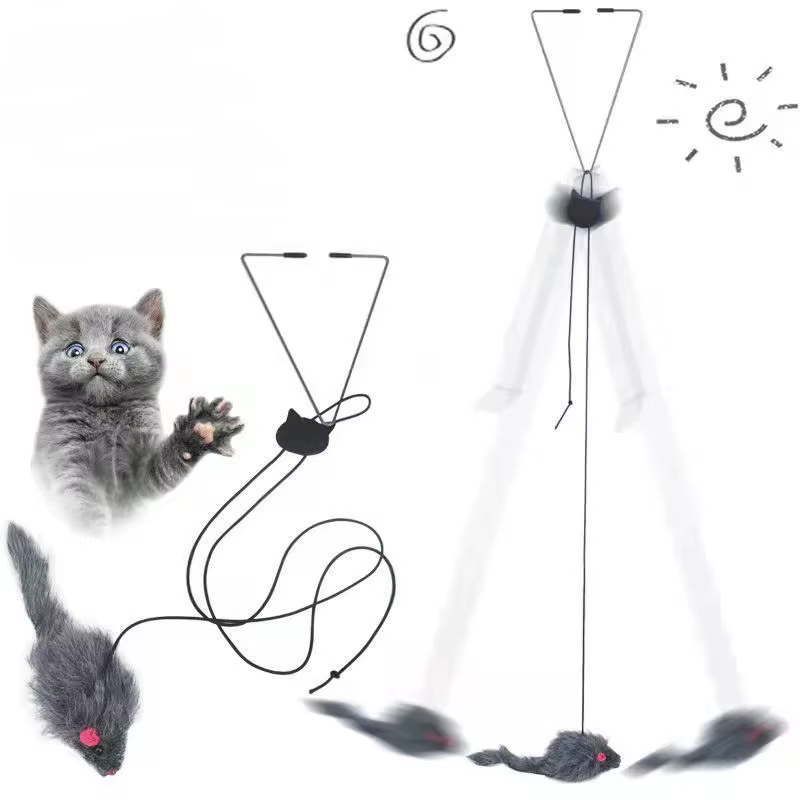 Palanca de gato que salta: juguete de estímulo para gatos con mango elástico y clip para puertas — imagen 2