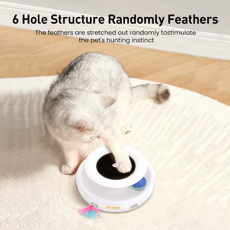 ROJECO 2 in 1 Smart Cat Toys Automatic Feather Fun Ball Toy Set For Cat Dog 5 Modes Electronic Interactive Pet Toy Accessories — image 2