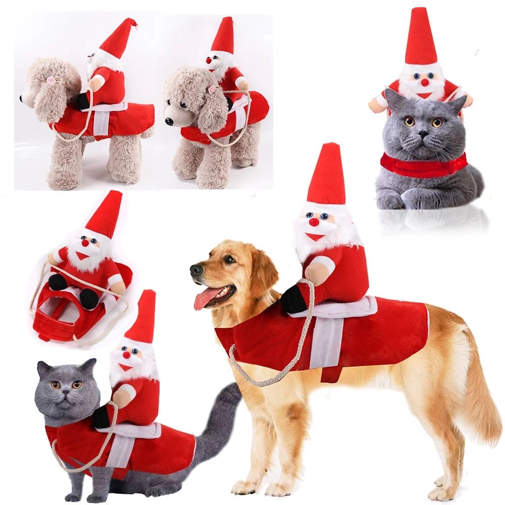 Fashion Designer Large And Medium Santa Dog Christmas Costumes Riding Clothes Transformed Into Santa Claus Clothes — image 5