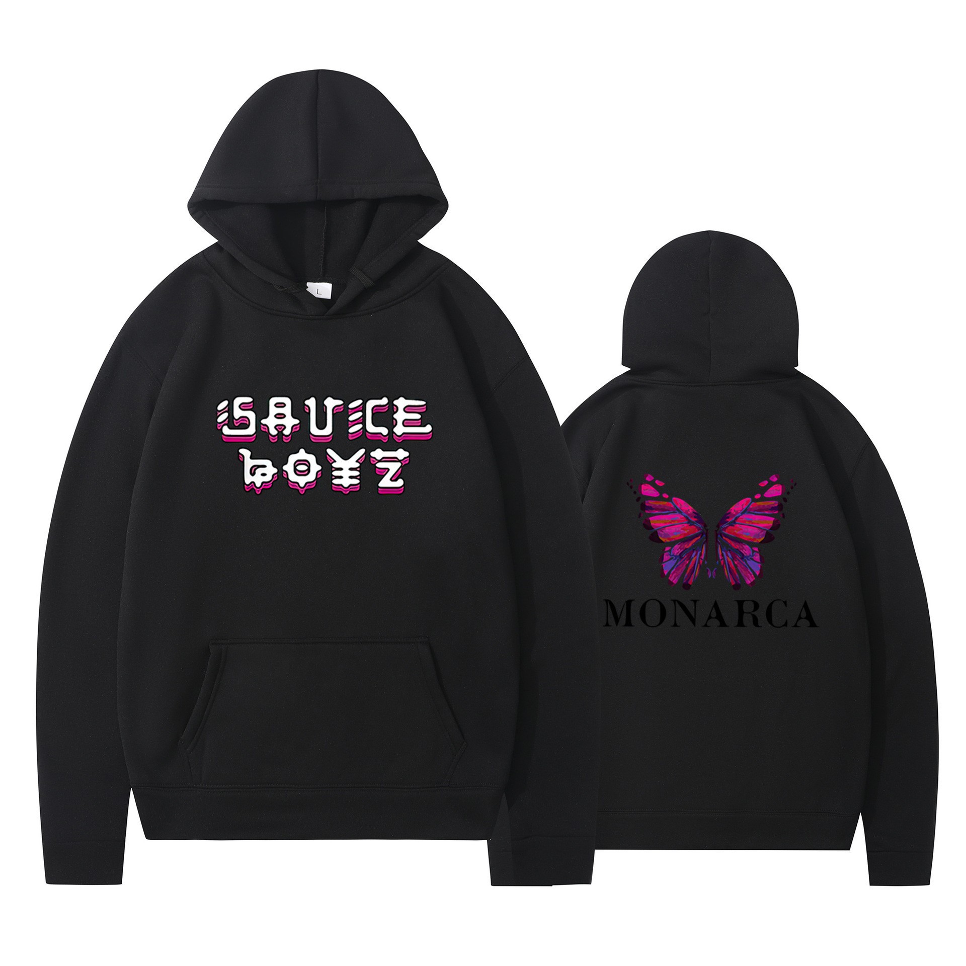 Hiphop Butterfly Print Hoodie Unisex Long Sleeve Sweatshirt Casual Top — image 7