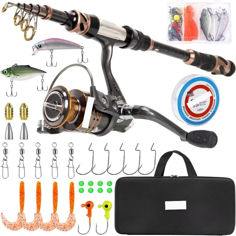 Telescopic Carbon Fiber Fishing Rod & Spinning Reel Combo — image 1
