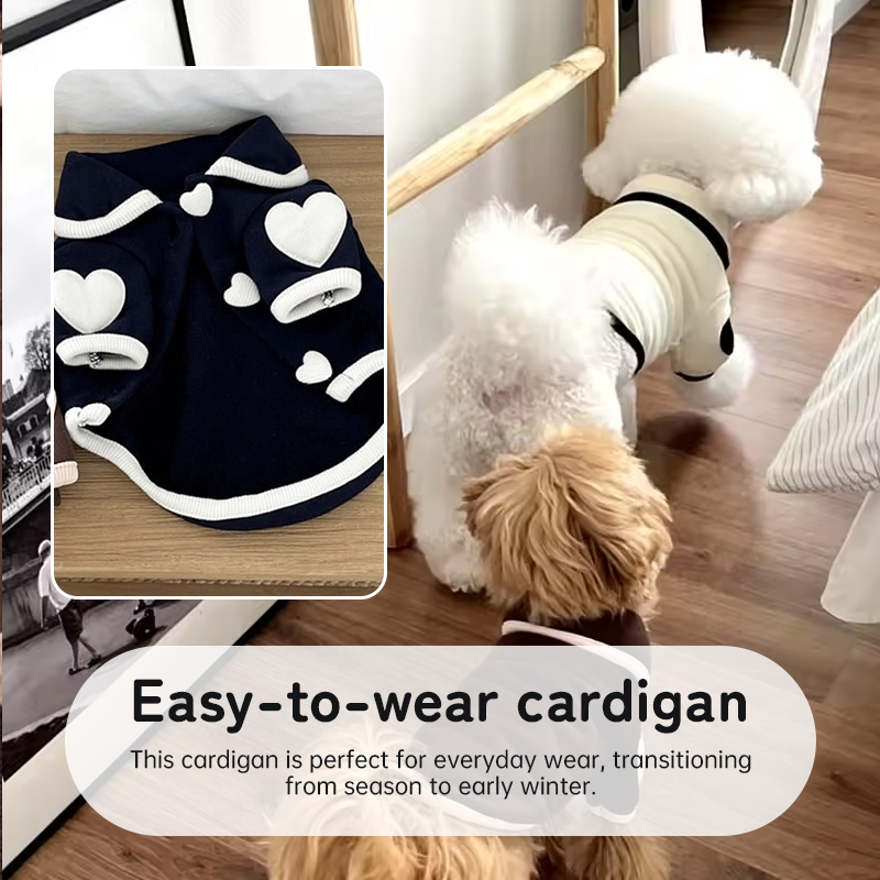 Ropa de mascotas, onesie suave, chaqueta para Bichón, ropa de invierno con corazón, vestidos de perro de dos patas con botones de snap — imagen 7