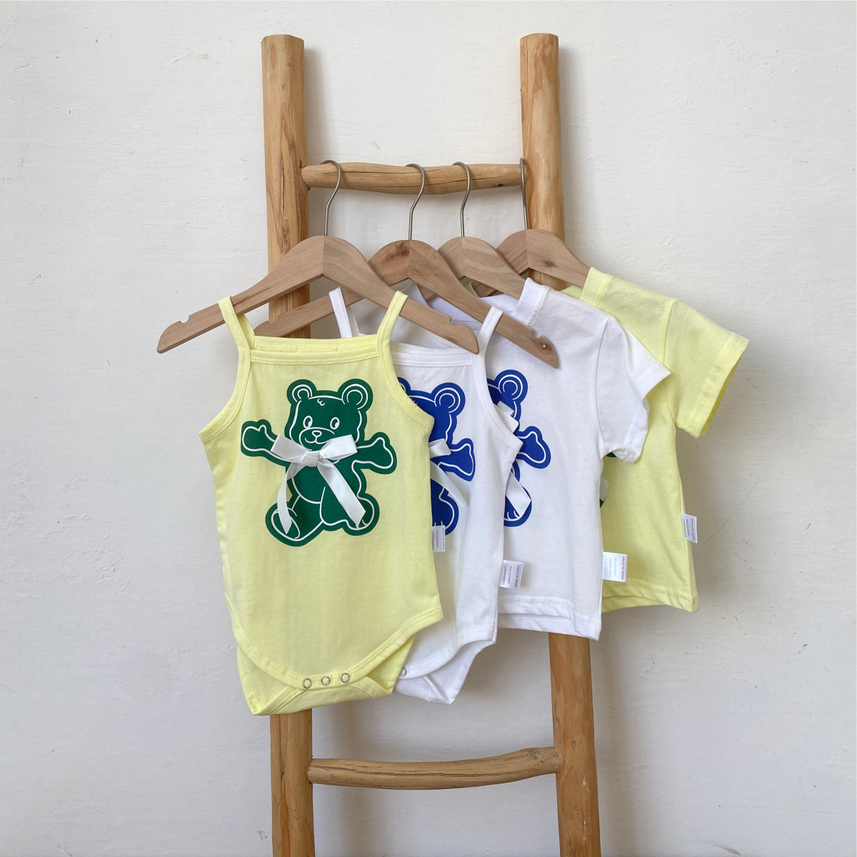 Romper Baby Bear Print Bow Cotton Triangular Bodysuit — image 5