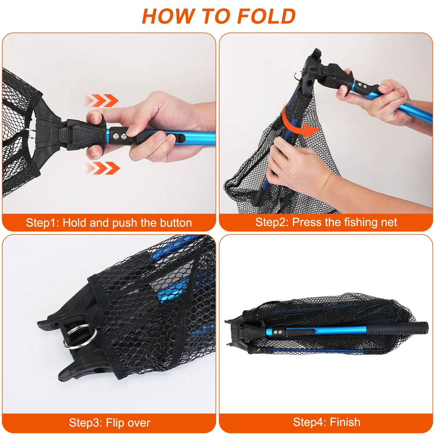 Foldable Fishing Net With Aluminum Alloy Rod EVA Handle Durable 5MM Hexagonal Nano Coating Nylon Mesh Collapsible Landing Net Safe Fish Catching or Releasing — imagen 11