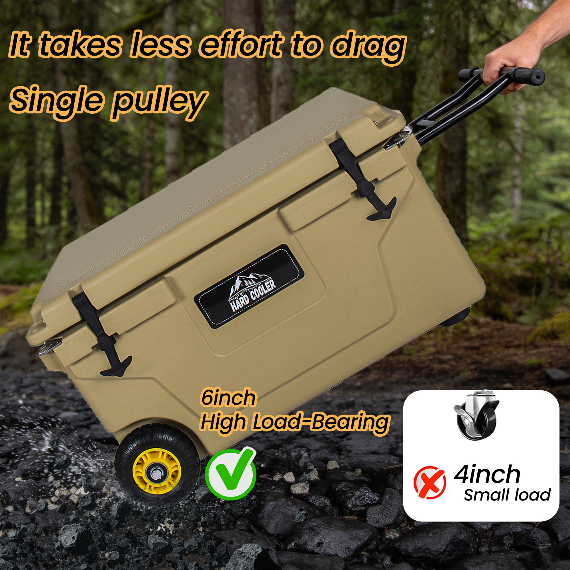 65 Quart Khaki Cooler, Ultra-Tough Hard Shell Ice Chest - Heavy-Duty Insulated Portable Cooler With 6-Day Ice Retention For Camping, Job Site, Tailgating, Beach & Fishing — imagen 4