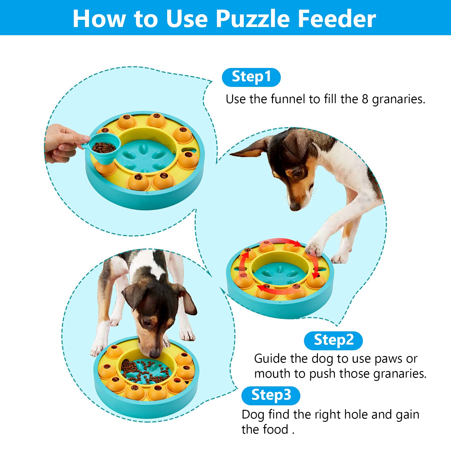 Comedero Rompecabezas para Perros, Tazón de Alimentación Lenta, Juguete Interactivo Dispensador de Premios para Entrenamiento de Inteligencia y Enriquecimiento Mental, para Perros y Gatos Pequeños, Medianos y Grandes — imagen 5