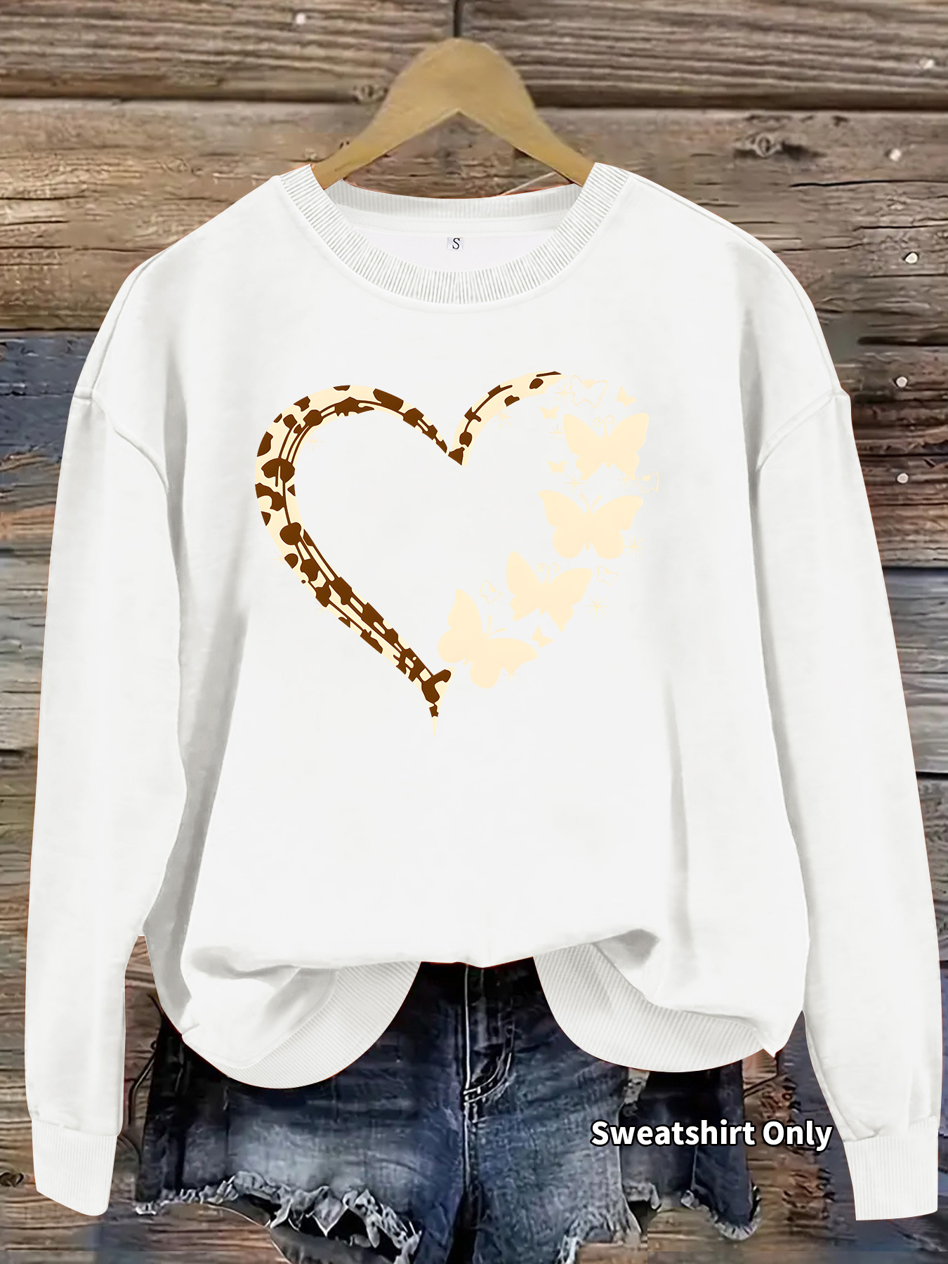 Butterfly and leopard print heart-shaped fleece hoodie — image 7