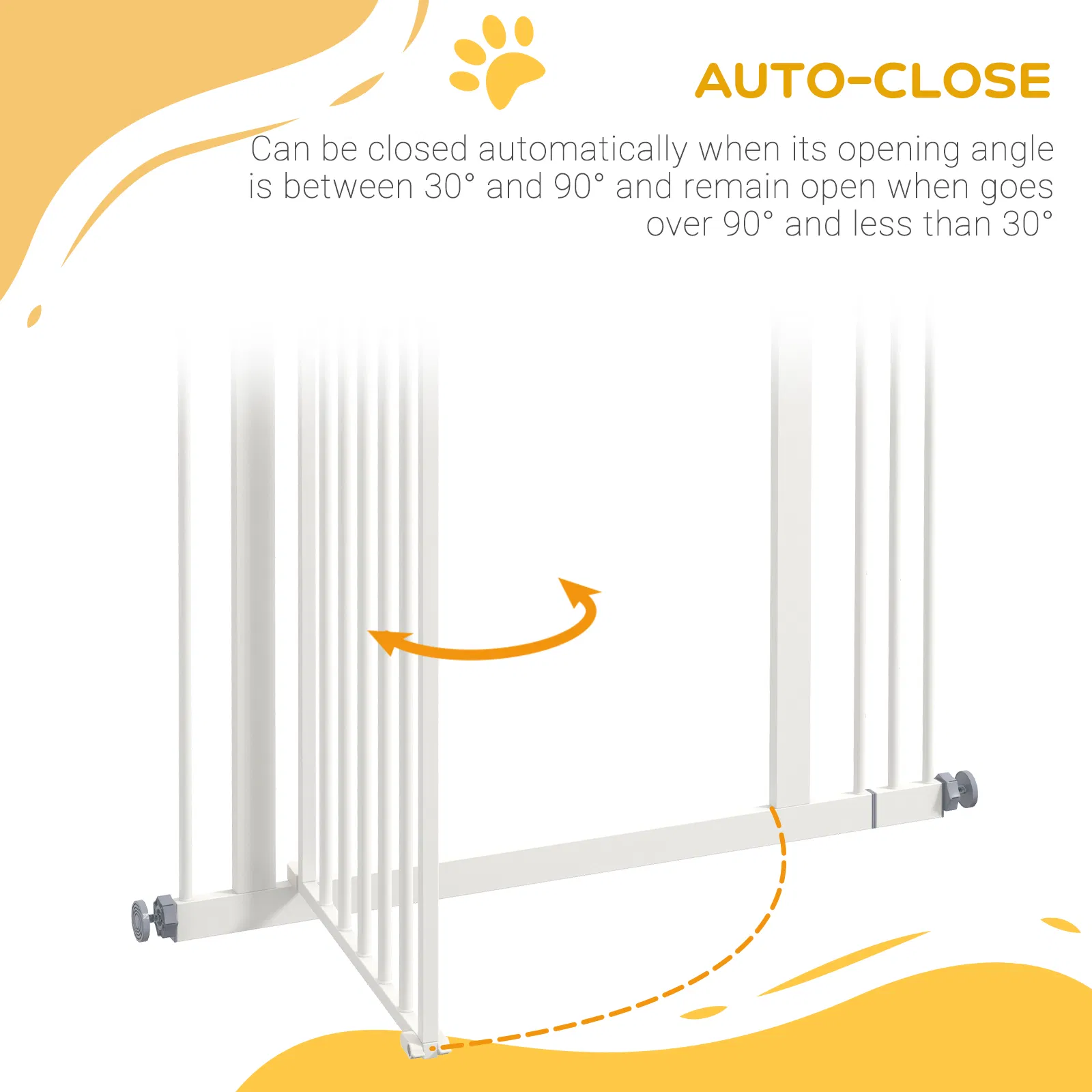 Extra Tall Dog Gate with Door, Pressure Fit, Auto Close, Double Locking for Doorways Hallways Stairs, 29"-34", White — image 4