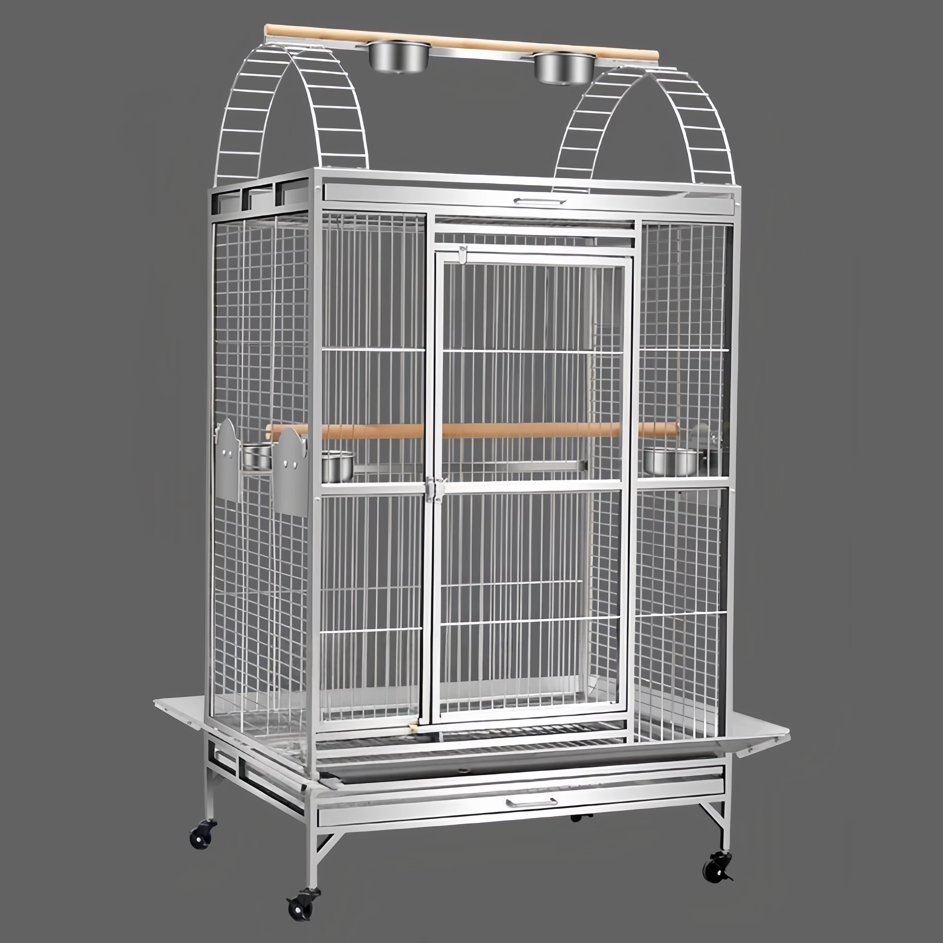 Large Stainless Steel Bird Cage Heavy Duty Parrot Aviary with 5 Cups 2 Perches for Indoor Outdoor — image 1