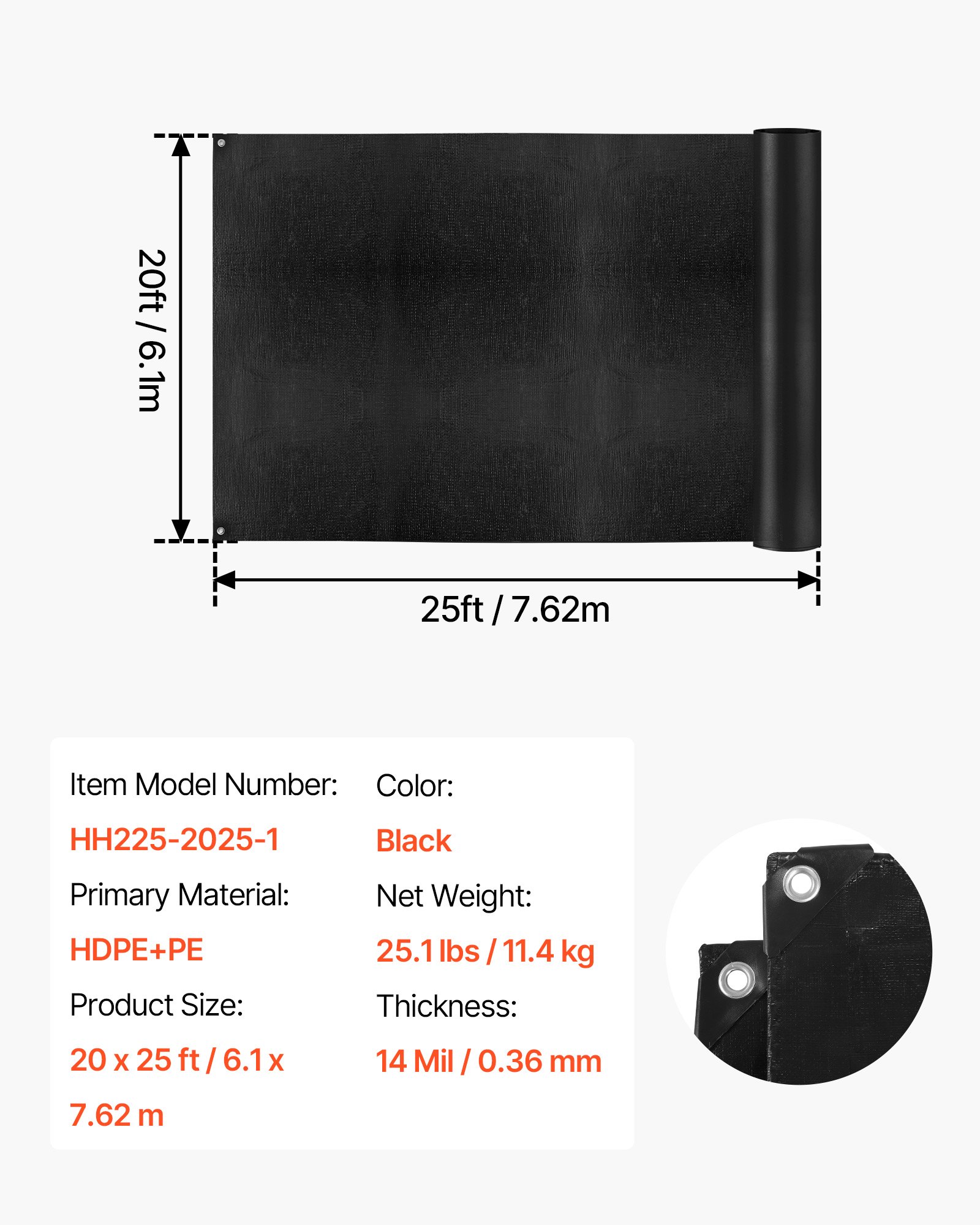 Pond Liner, 14 Mil Thickness, 3-Layer Reinforced PE Fish Koi Pond Liner For Outdoor Ponds, With Hemmed Edge And 4 Metal Buttonholes, For Water Garden, Waterfall, And Fountains, Black — imagen 1