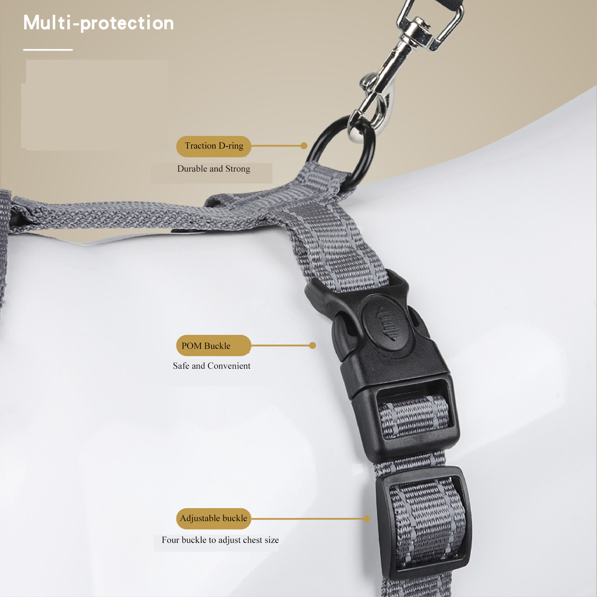 Pet Harnesses accesorios Oxford Cloth Reflective Adjustable EVA Inner Breathable Comfortable Dog Vest — image 2