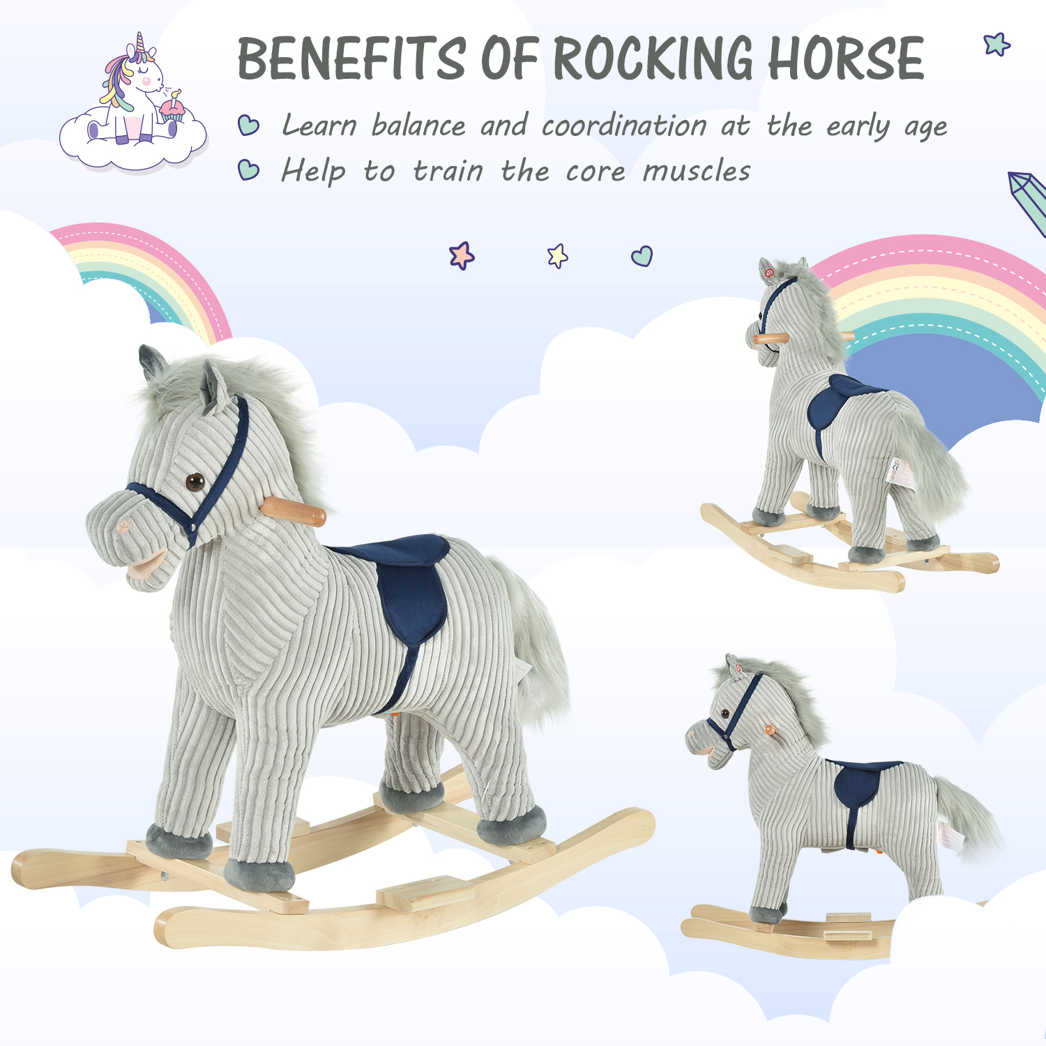 Caballo de Plush para Niños: Montura de Equino con Sonidos y Manijas — imagen 5