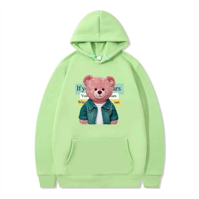 Bear Print Women's Long Sleeve Hooded Sweatshirt Bulk — image 5
