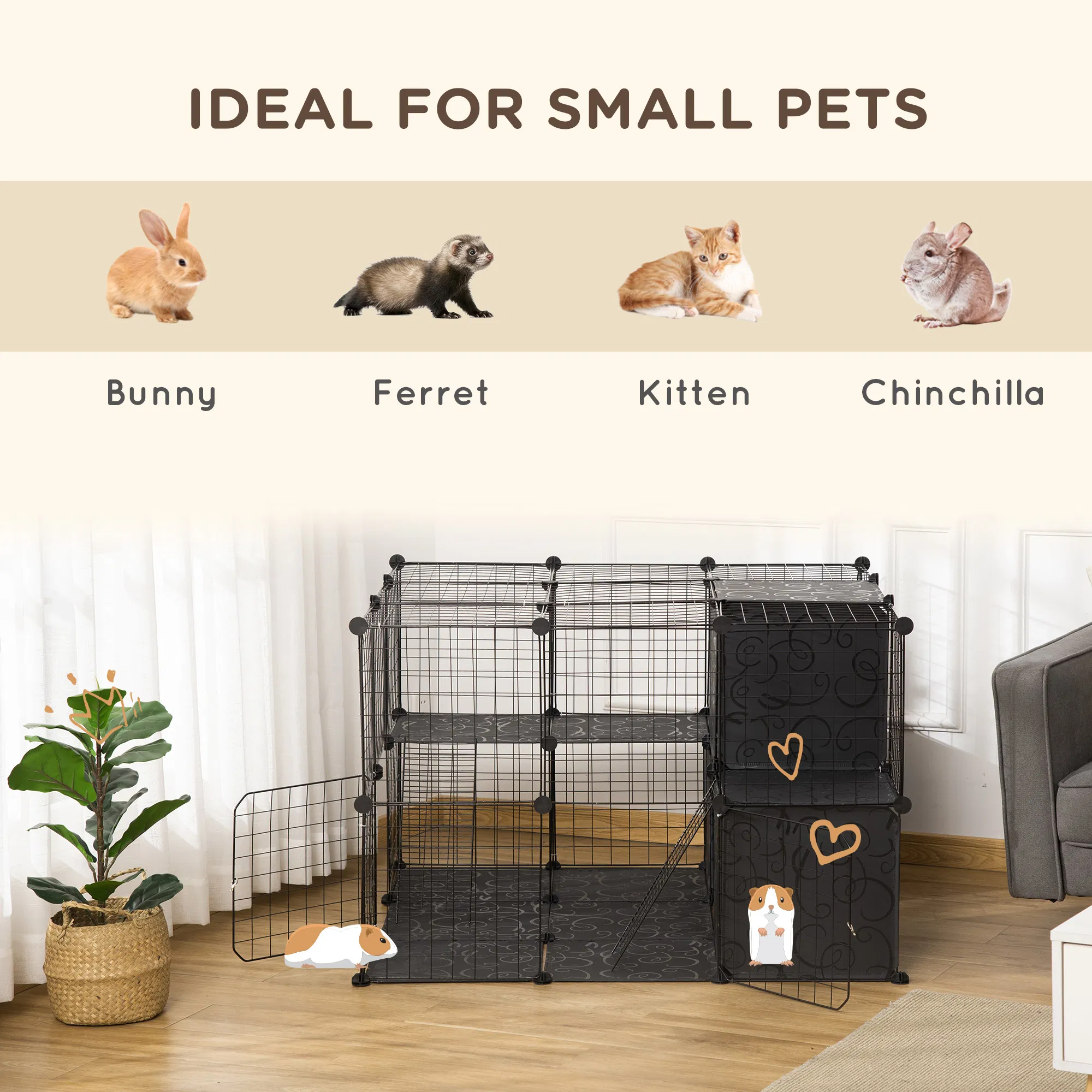 56 Panels Pet Playpen Small Animal Cage for Rabbit — image 3