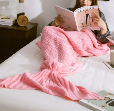 TONGDI Soft Warm Popular Fashionable Mermaid Fish Tail Knitting Blanket Gift For Girl Princess All Season Handmade Sleeping Bag — image 8