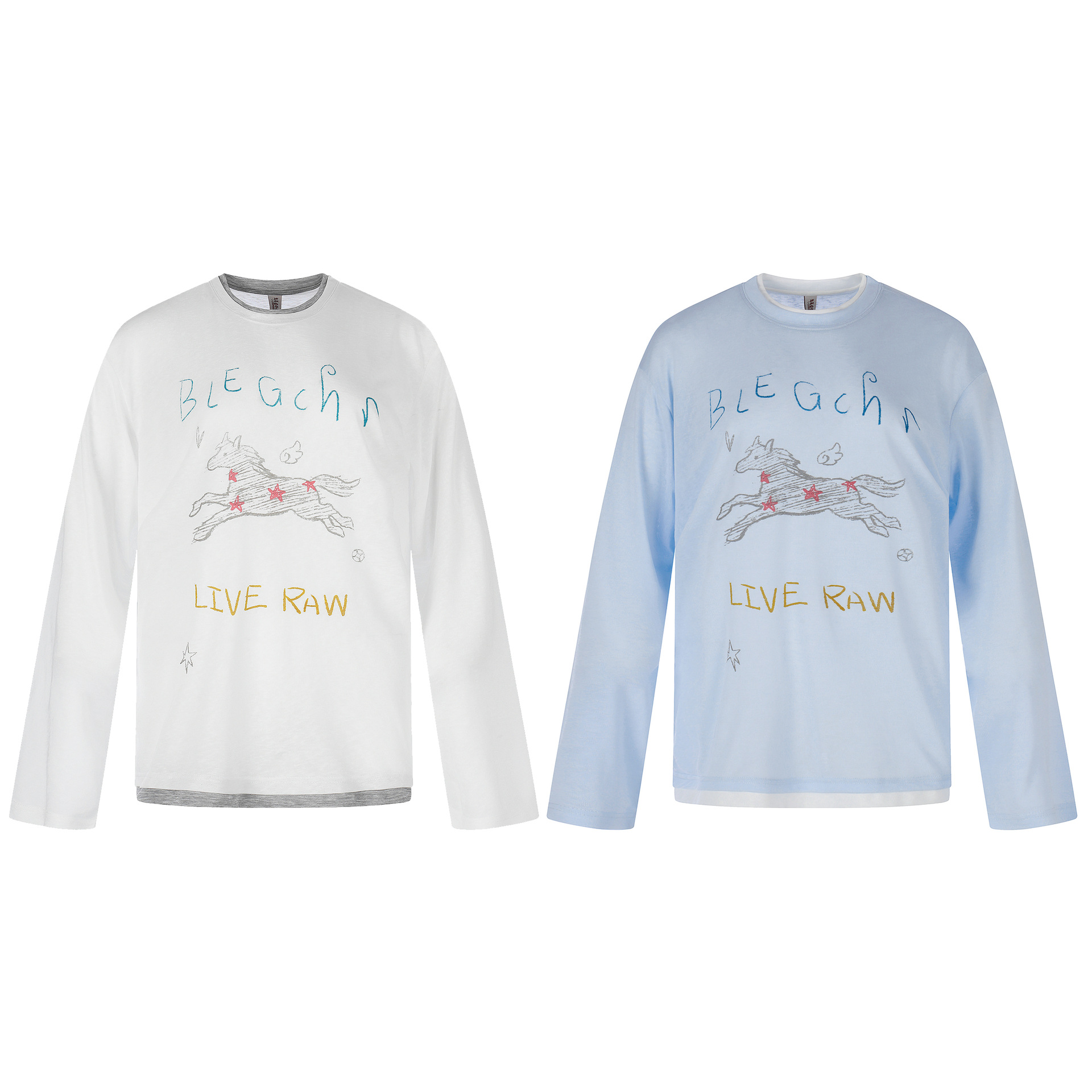 Hand-painted Horse Graffiti Print Long Sleeve Loose Fit Unisex T-Shirt — image 6