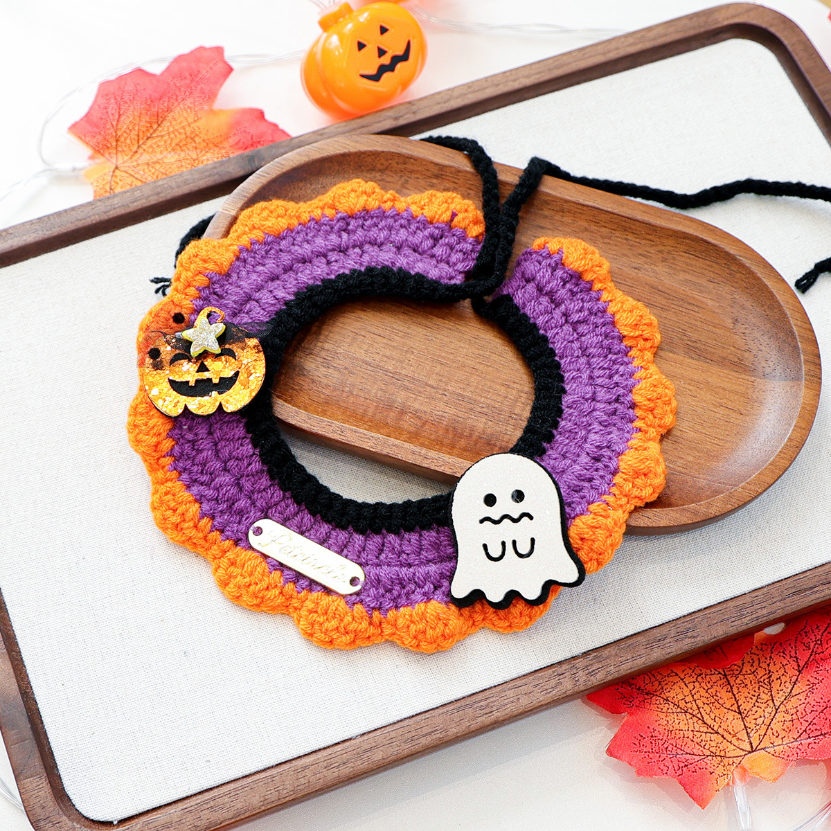 Pet Cat Dog Bandana with Halloween Elements Decorative Scarf for Pets, Halloween Pet Collar Accessory — image 8